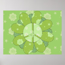 Signo de la paz verde de la flor impresiones