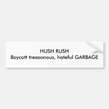 SILENCIO RUSHBoycott traidor, BASURA odiosa Etiqueta De Parachoque