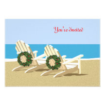 Sillas y guirnaldas de playa invitacion personalizada