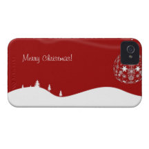 Silueta abstracta del navidad rojo y blanco Case-Mate iPhone 4 carcasa