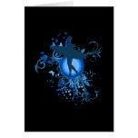 Silueta azul de la persona que practica surf felicitaciones