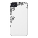 Silueta color de rosa floral apenada 4S de la rama iPhone 4 Case-Mate Fundas