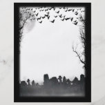 Silueta de la escena del cementerio de Halloween Flyer Personalizado