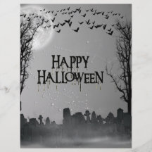 Silueta de la escena del cementerio de Halloween Tarjetón