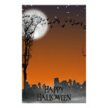 Silueta de la escena del cementerio de Halloween Papelería Personalizada