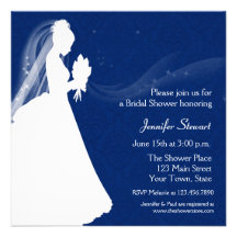 Silueta de la novia, azul marino, invitación de la