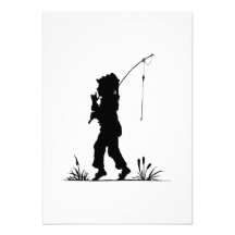 Silueta de la pesca de la niña anuncios personalizados