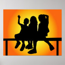 Silueta de los niños posters