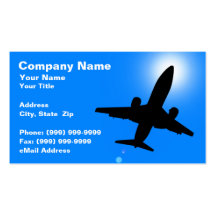Silueta del aeroplano contra el cielo azul claro tarjetas de negocios