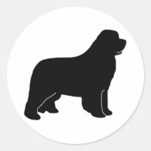 Silueta del perro de Terranova Pegatinas Redondas