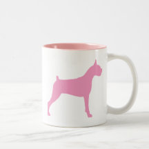Silueta del perro del boxeador (rosa) taza