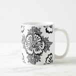 Silueta floral apenada del hibisco del damasco taza de café