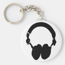 Silueta negra y blanca del auricular llaveros personalizados