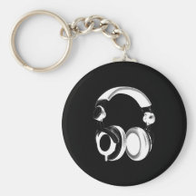 Silueta negra y blanca del auricular llavero personalizado