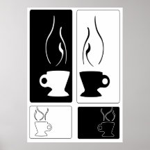 Silueta que cuece las tazas al vapor poster
