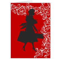 Silueta que hace compras del navidad tarjeta