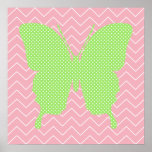 Silueta verde de la mariposa del lunar posters