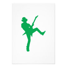 Silueta verde del guitarrista invitacion personalizada