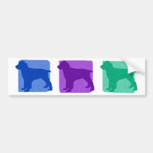 Siluetas coloridas del perro de aguas de saltador  etiqueta de parachoque