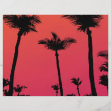 Siluetas de las palmeras en la puesta del sol flyer personalizado