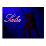 Siluetas de los bailarines de la salsa con el fond postales