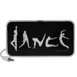 Siluetas del baile de la danza en posiciones de la iPod altavoz