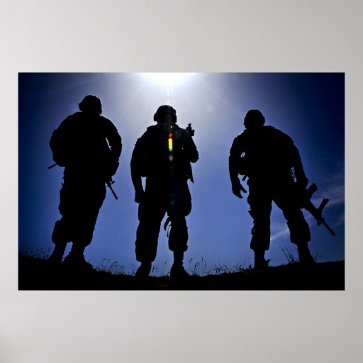 Siluetas militares del soldado del ejército impresiones