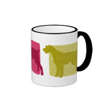 Siluetas Wirehaired alemanas coloridas del indicad Tazas De Café