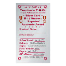 ~Silver Card~ HS 100ct del T.A.G. del profesor de  Tarjeta Personal