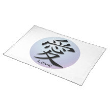 Símbolo chino de Placemats para el amor en esfera Mantel Individual