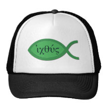 Símbolo cristiano de los pescados de IXOYE - perga Gorro De Camionero