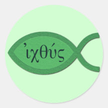 Símbolo cristiano de los pescados de IXOYE - perga Pegatinas Redondas