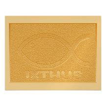 Símbolo cristiano de los pescados de IXTHUS - oro Comunicado Personalizado