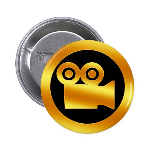 Símbolo de la cámara de película del oro pins