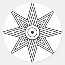Símbolo de la estrella de Ishtar Etiqueta Redonda
