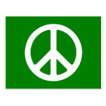 Símbolo de paz blanco y verde postales