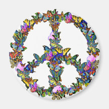 Símbolo de paz de la mariposa imán de nevera