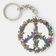Símbolo de paz de la mariposa llavero