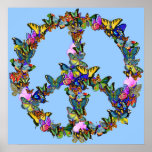 Símbolo de paz de la mariposa poster