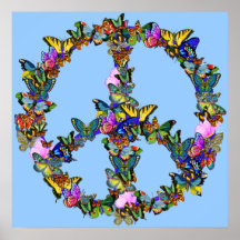 Símbolo de paz de la mariposa poster