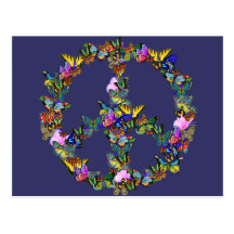 Símbolo de paz de la mariposa tarjetas postales