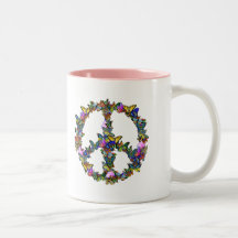 Símbolo de paz de la mariposa tazas de café