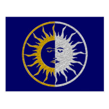 Símbolo del SOL y de la LUNA - plata del oro Tarjetas Postales