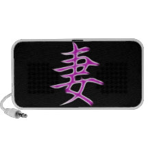 Símbolo japonés de la caligrafía del kanji de la e altavoces de viajar