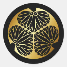 Símbolo japonés del escudo KAMON de la familia Etiqueta Redonda