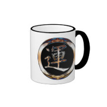 SÍMBOLO JAPONÉS DEL KANJI DEL CROMO PARA LA SUERTE TAZA