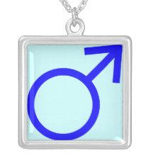 Símbolo masculino azul collares