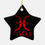 Símbolo rojo del horóscopo de Piscis Ornamentos De Navidad