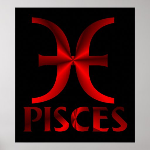 Símbolo rojo del horóscopo de Piscis Posters