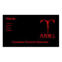Símbolo rojo del horóscopo del aries plantilla de tarjeta de visita